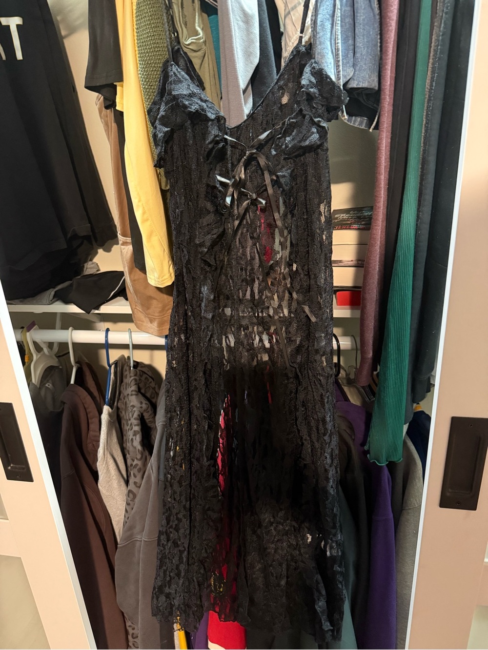 SHEIN Black Lace Backless Slip Dress